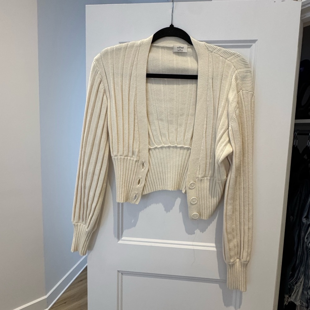 Wilfred Cream Ribbed Cardigan - Picture 2 of 2